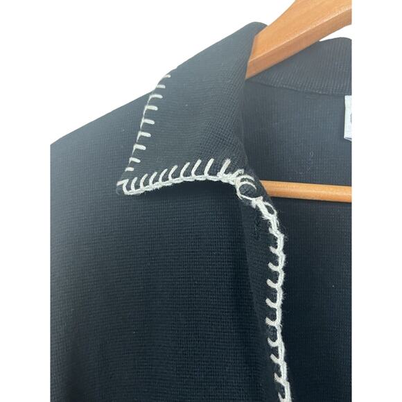 Vintage SAINT GERMAIN PARIS Size M/L Black Knit Embroidered Cardigan Jacket - Picture 7 of 8